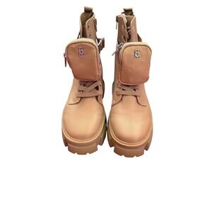 Steve Madden THORAP Platform Combat Boots with‎ Pouch Beige Tan Women's 10